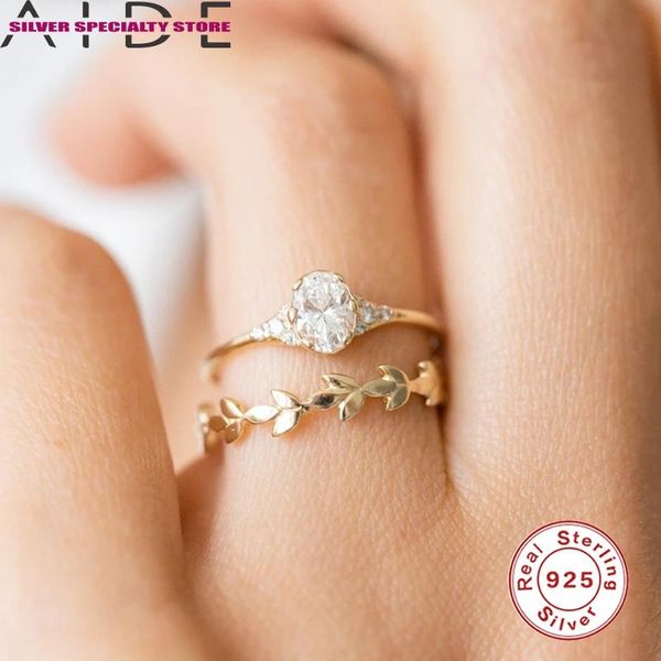 

cluster rings aide engagement ring reall 925 sterling silver anillos gold for women luxury 2021 fine jewelry wedding bague bijoux, Golden;silver