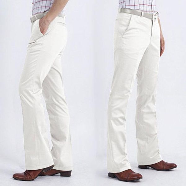 

men's pants 2021 business casual fiared slim-fit non-scalding white trousers male korean version of the big wide-leg, Black