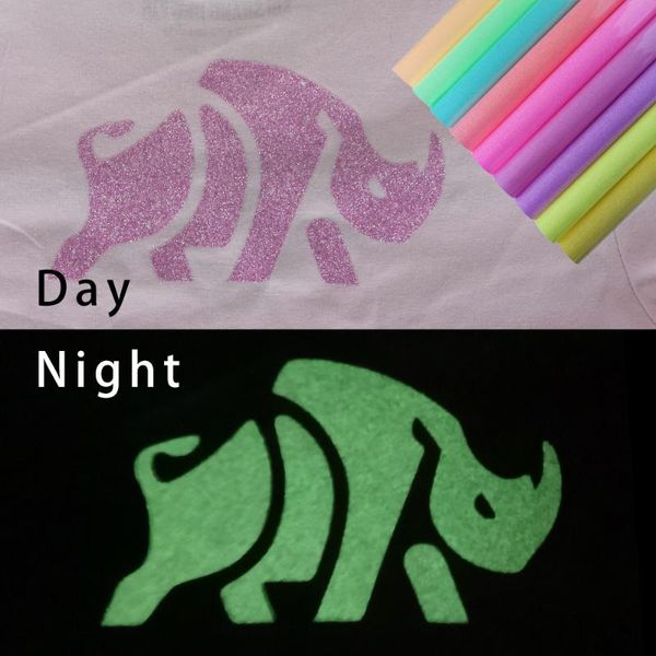 

window stickers luminous glitter heat transfer ,glow in dark iron on htv fluorescent color for shirts(glow dark)