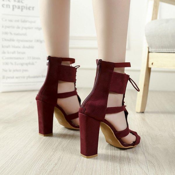 

fish mouth bandage hollow out cool boots will code sandals high heel, Black