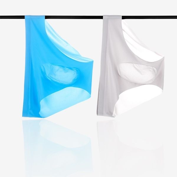 

men's breathing slips a piece 3d slippers elastic needless ice silk panties ultra-dunne underwear thong lingerie, Black;white