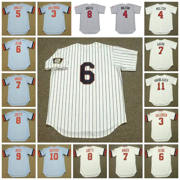 

minnesota vintage baseball jersey 3 harmon killebrew 1974 4 paul molitor 1998 5 roy smalley 1979 oliva gagne mauer gaetti hisle bostock knob, Blue;black