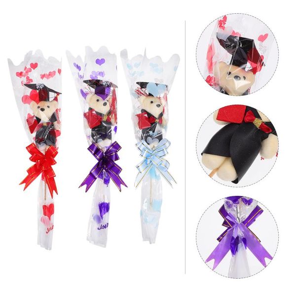 

3pcs bear graduation in cap bouquets multi-functional lovely bear bouquets