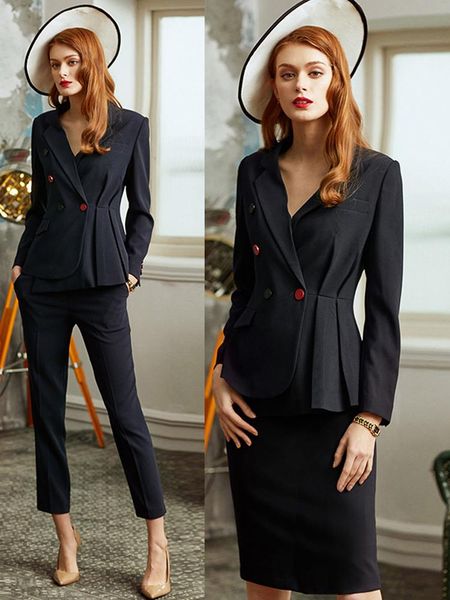 

women's suits & blazers women s office set professional female business lady suit plus size black blazer pant designer tailor 2021 ship, White;black