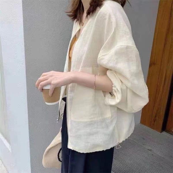 

women's jackets korean fashion women jacket solid color zipper long sleeve drawstring autumn 2021 simplicity casual loose, Black;brown