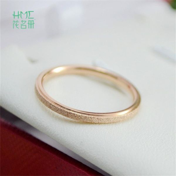 

wedding rings korean style round shape rose gold and silver color scrub stainless stell titanium tail ring for women men jewelry, Slivery;golden