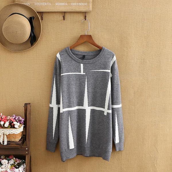 

plus size t-shirt sweater for women round neck knitted fabric large autumn winter long sleeve bottoming shirt fatlady, Black