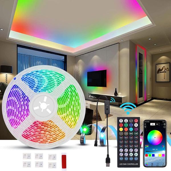 

strips led lights bluetooth & remote control flexible rgb decoration backlight string night light lamp for christmas decor