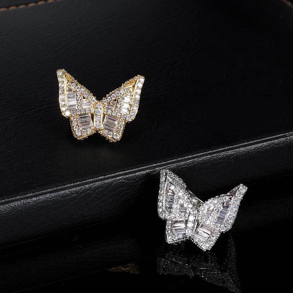

factory sholesale new hip hop butterfly slightly inlaid with t-square zircon street style exaggerated hiphop personalized trendsetter ring p