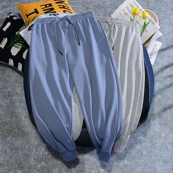 

autumn and winter 2020 new fashion brand simple solid color versatile men's leisure sports loose pants leggings, Black