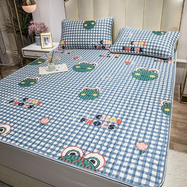 

bedding sets latex summer mat set 2/3 pieces frog print pattern blue grid bedclothes include pillowcases mats fashion for kids adult