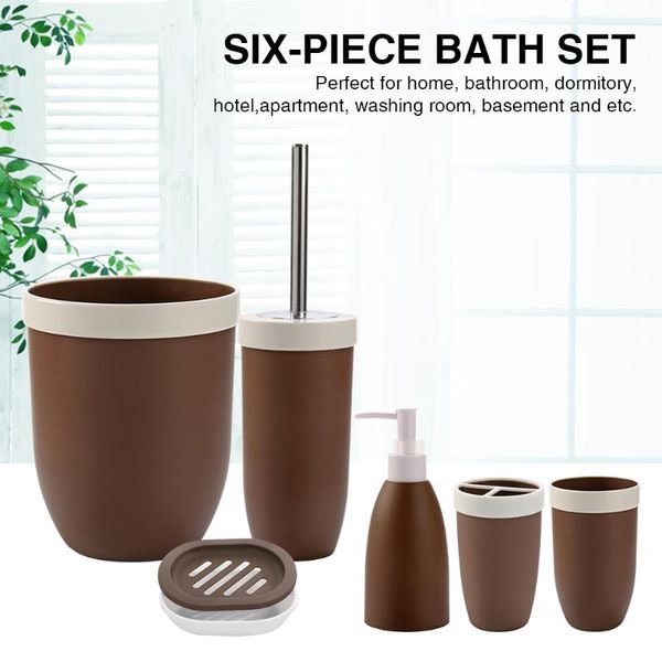 

6pcs living room waste bin gift kitchen toothbrush holder home l bathroom accessories set tumbler soap dispenser easy clean