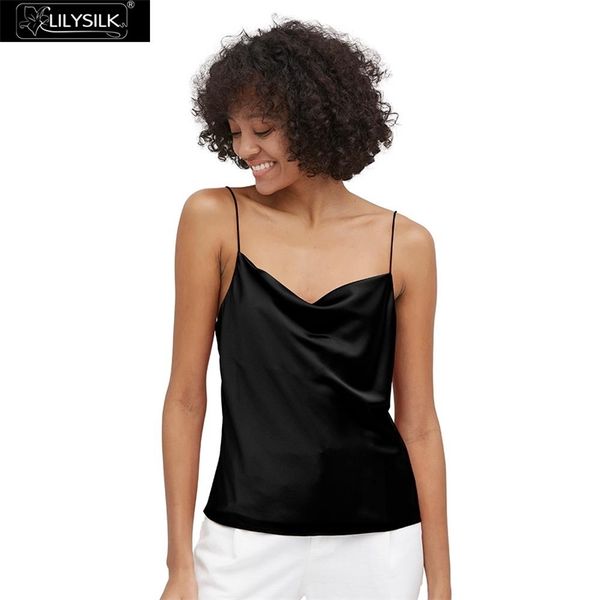

lilysilk silk camisole stylish comfy cowls women soft new 210308, Black