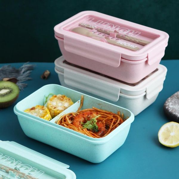 

dinnerware sets student separated lunch box, fresh-keeping, microwave-heated wheat fiber, large-capacity 2021 summer