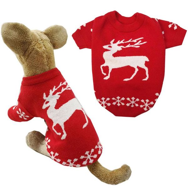 

dog apparel christmas sweater stripe vest waistcoat pet reindeer clothes for small medium dogs autumn winter thicken
