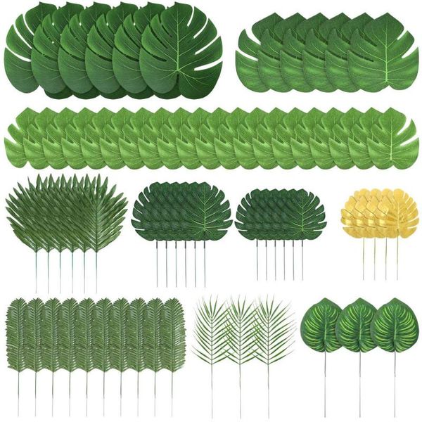 

novelty items 70pcs hawaiian party simulation leaves 10 kinds artificial palm decor