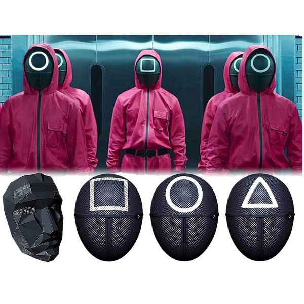 

tv squid game masked man masks round squire triangle mask accessories delicate halloween masquerade costume party props