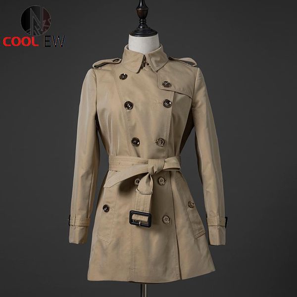 

women's trench coats autumn fashion british coat long, Tan;black