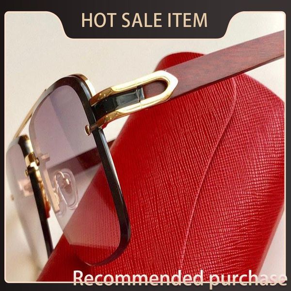 

new fashion popular sunglasses t8200984 designer half frame wooden legs cutting eyewear simple outdoor crystal uv400 style square l rtmc, White;black