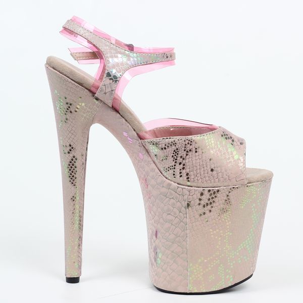 

inch high heel pink snake pattern hologram party dancer platform buckle ankle strap sandal, Black;white