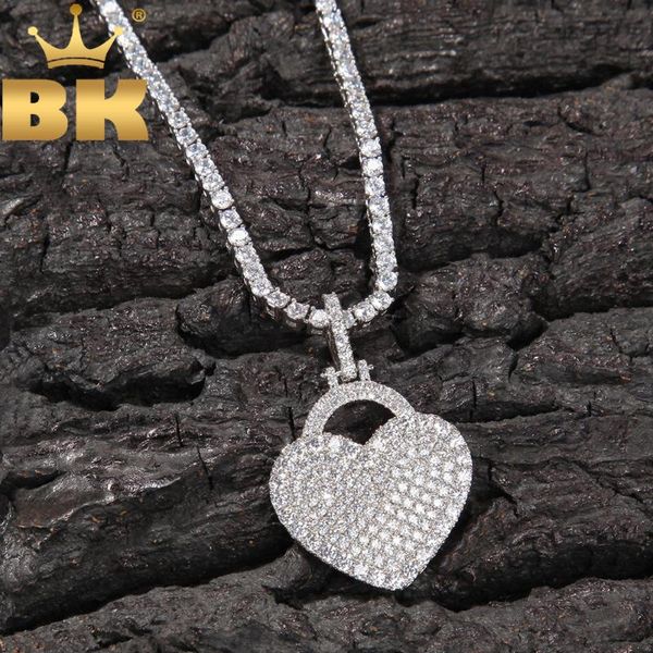 

chains the bling king lovely heart locket pendant full iced out crystal cubic zirconia valentines gift charm fashion hiphop jewelry, Silver