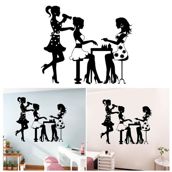 

wallpapers girl hair salon wall sticker nail art home barber shop decoration