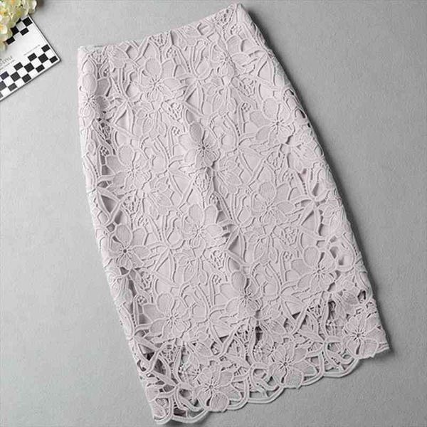 

plus size 3xl spring hook womens skirt flower hollow lace package hip step high waist, Black
