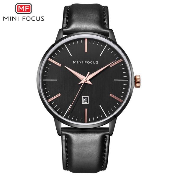 

wristwatches mini focus brand men's watches black analog quartz watch men waterproof leather strap calendar wrist for luxury casual, Slivery;brown