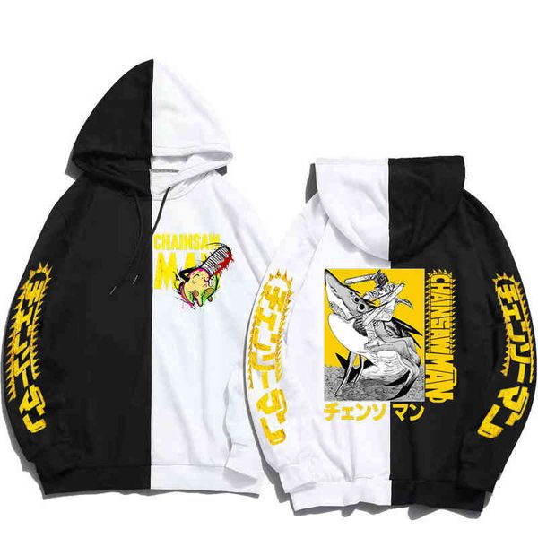 

2022 fall anime hoodie chainsaw man hoodies pochita cosplay sweatshirts patchwork hooded women autumn casual hoodie g1214, Black