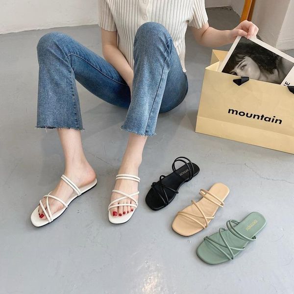 

slippers 2021 summer women sandals shoes for flat comfortable, Black