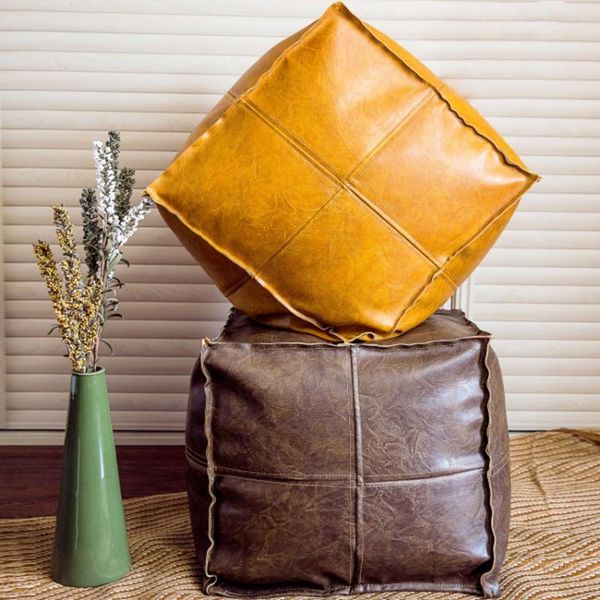 

artificial leather seat cushion unstuffed morocco pouf home decor seat pillow cushion for living room