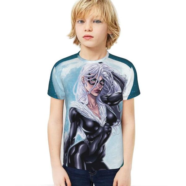

men's t-shirts 2021 year arrivals black cat 3d print t shirt boys and girls hiphop tee tshirt boy color clothes drop, White;black