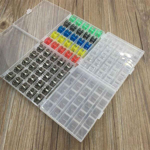 

25pcs clear empty bobbins spool metal case with 25 grid storage case box for brother janome singer elna sewing machine reels, Black