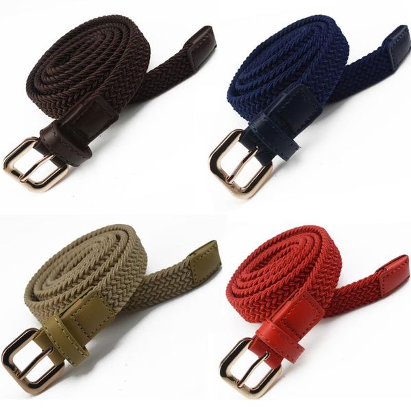 

belts women gold buckle canvas military braided stretch belt plain elastic waistband blthg0012, Black;brown