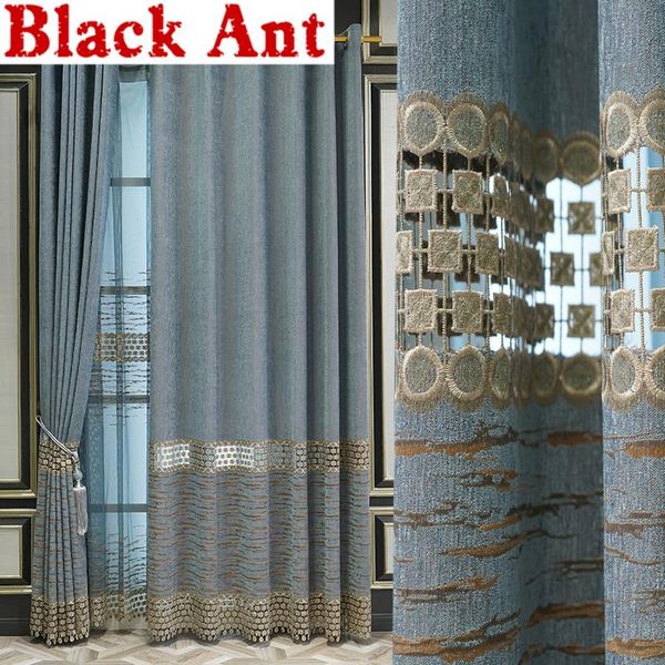 

hollow chenille curtain for living room window blinds drape embroidery window treatment european sheer curtains high end x-zh228