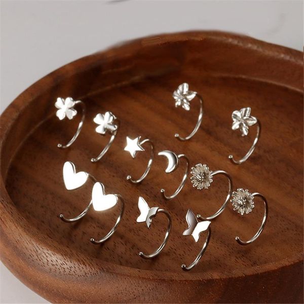 

hoop & huggie vintage moon star earrings for women girls silver color butterfly engagement wedding ear ring jewelry gifts, Golden;silver