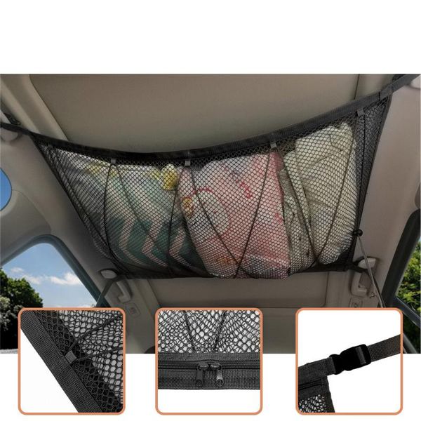 

car organizer ceiling storage net roof interior bag cargo sundries accessories