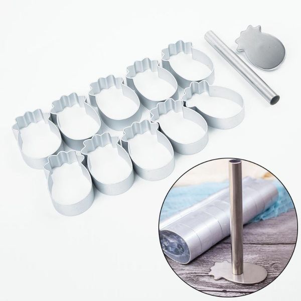 

10pcs pineapple shape cake pie biscuit cutter bread mold with 1 pressing mould for cutting cookie dough cake cutters