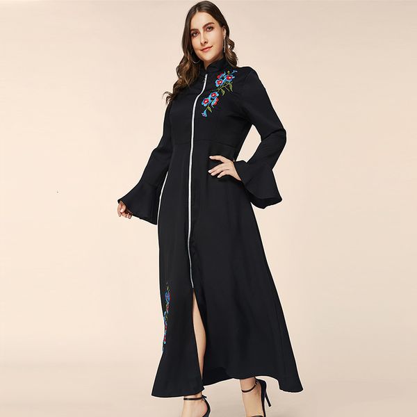 

autumn abaya floral size dubai robes female dress ta9085 ydzl, Black;gray