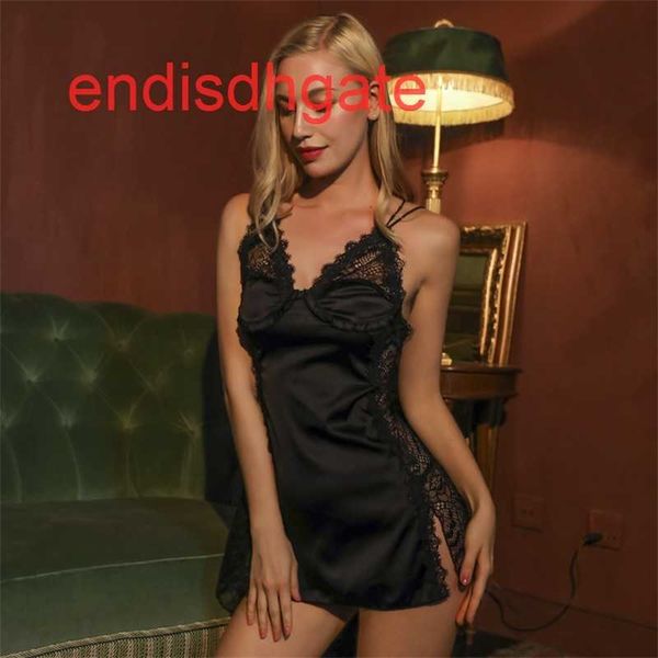 

factorynrnasuspender lace perspective open back fun new nightdress set 1177, Black;white