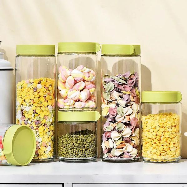

storage bottles & jars glass bottle airtight jar household food candy with lid supplies