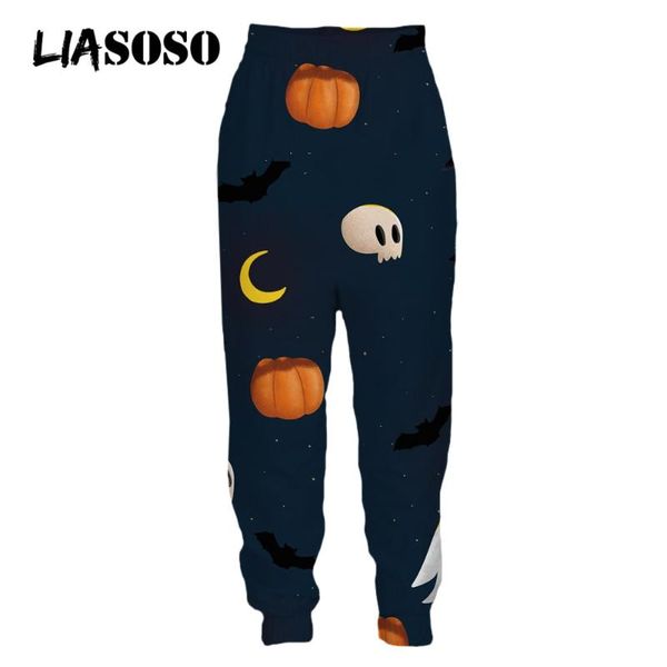 

men's pants liasoso 3d halloween festival pumpkin skull sweatpants women casual oversized trousers harajuku horror jogging clothing, Black
