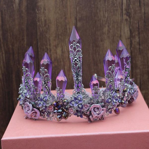 

handmade luxurious purple crystal bridal tiara crowns queen king diadem hair ornaments wedding bride hair jewelry acc qylqkc