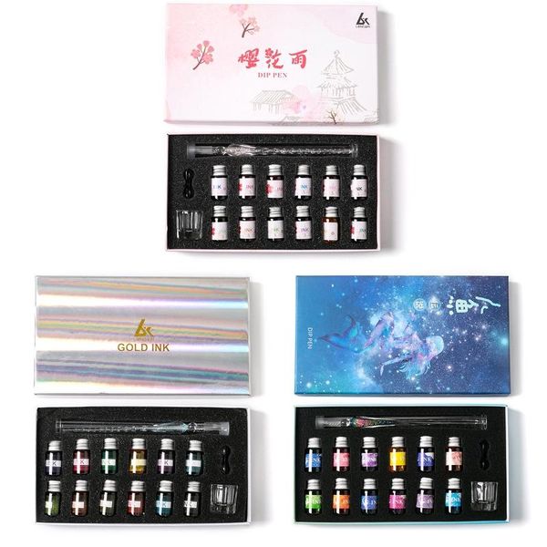 

fountain pens h05b crystal starry sky glass ink pen dip for writing set gift