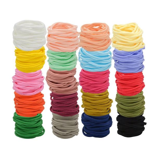

24 colors baby hair bands diy nylon headbands baby soft elastic hair bands kids diy headdress accessories, Slivery;white
