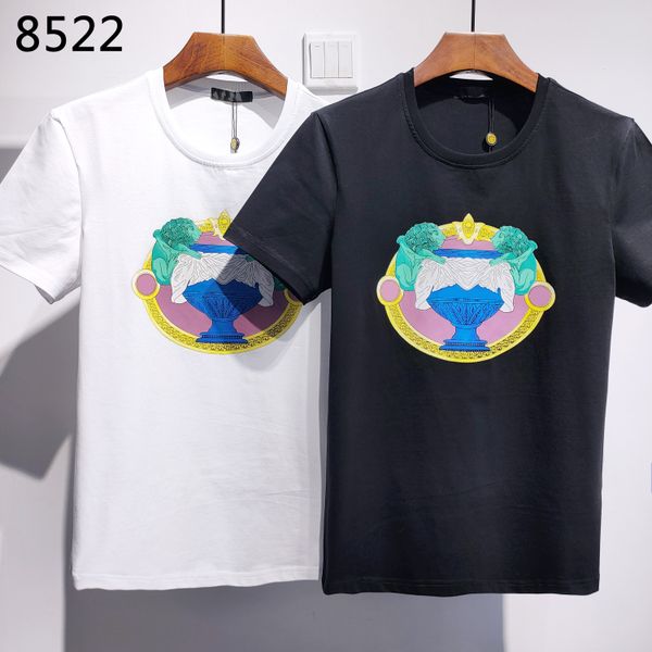 

classic baroque v letter stylist men t-shirts #001 europe milan fashion summer short sleeve luxury casual designer male 3d print tees, White;black