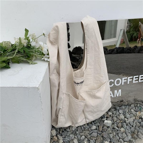 

evening bags canvas shoulder bag letter printing japanese simple portable shopping large-capacity casual literary girl