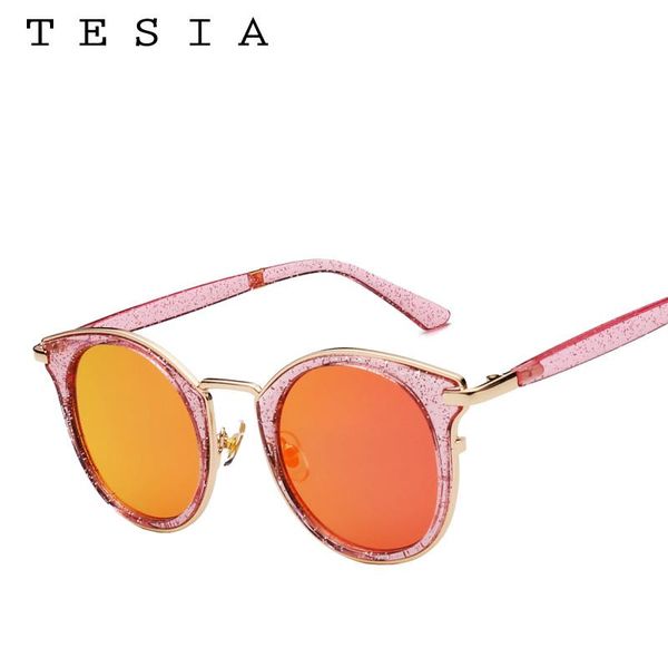 

tesia glasses sunglasses men t1013 brand designe women flat mirror sun eyewear oval lens gentleman cat luxury eye gjorg, White;black