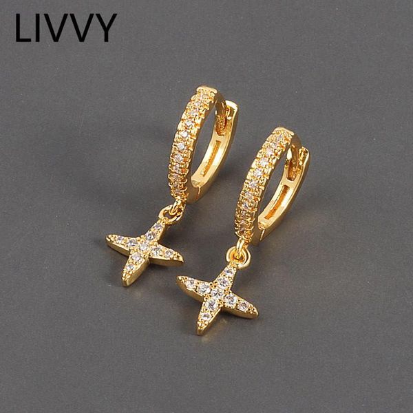 

hoop & huggie livvy silver color trendy style cross zircon drop earrings female fashion temperament light luxury romantic valentine gift, Golden;silver
