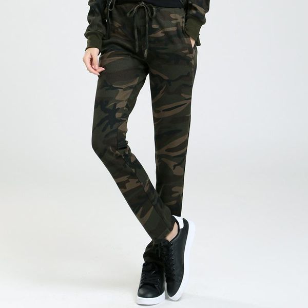 

women's pants & capris military camouflage women drawstring elastic waist skinny stretch lace up camo trousers caual sportwear sweatpan, Black;white